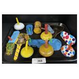 Vintage Tin Metal Noise Makers.