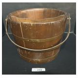 Vintage Primitive Wooden Divided Firkin Bucket.