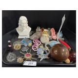 Jesus Bust, Blown Glass, Metal Pendants.