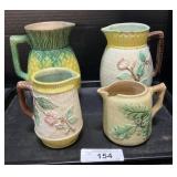 Vintage Floral Majolica Pitchers & Creamers.