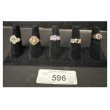 5 Sterling Silver Gemstone Rings.