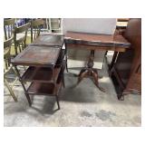 Mahogany FlipTop Side Table, 3-Tier Mahogany Side