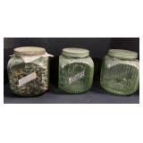 3 Uranium Glass Cookie Jars.
