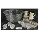 Lenox Pitchers, Crystal Salts, Clear Glass.