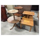 (2) Vtg Tiered Dumbwaiter End Tables, Mid Century