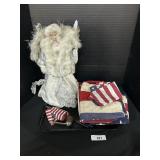 Angel Tree Topper, American Flags & Tobacco Pipe.
