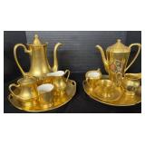 Pickard Rose Daisy Gold Encrusted Coffee Service.
