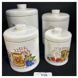 Set Of 4 Ransburg Floral Tin Canister Set.