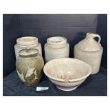 Various Vintage Stoneware Jug, Canisters, Bowl.