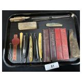 Various Vintage Straight Razors, Pocket Knife.