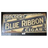 Vintage Goldens Blue Ribbon Cigar Sign.
