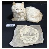 Hubley Cast Iron Cat Door Stopper & Rock.