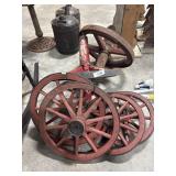 (6) Primitive Wooden Wagon Wheel, Steel Rim.