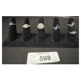 6 Sterling Silver Gemstone Rings.