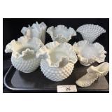 7 Milk Glass Planters/Vases.