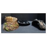 3 Ladies Feather Hats.