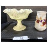 Fenton Hand Painted Candy Dish, Ceramic Pitcher.