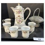 Noritake Hand Painted Tea Pot & Cups.