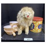 Ovenware King Ware, Lion Plush, Empty Ritz Tin.