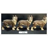 3 Vintage Cast Iron Boston Terrier Figures.