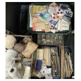 Sewing Notations, Vintage Buttons, Crafting Tools.