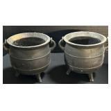 2 Cast Iron Cauldrons & Vintage Coffee Grinder.