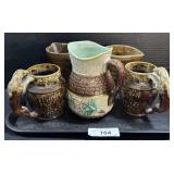 Vintage Majolica Pitcher, Stoneware Pitchers.