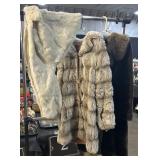 2 Fur Coats & 1 Stole.: Gray coat exhibits wear