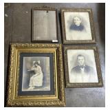 Early B&W Photos, Frames & Gold Gilt Mirror.