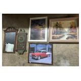 Art Prints, 1955 Chevy, Mirror & Clock.