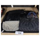 (5) Vtg Beaded & Feather Clutches.