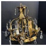 Italian Gilt Metal & Crystal Chandelier.