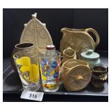 Character Glasses, Pottery Planters.