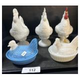 Vintage Hens On A Nests, 3 Roster Candy Dishes.