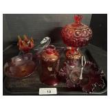 L.E Smith Moon & Stars Amberina Compote.