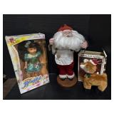 Plush Reindeer, Santa Clause Statue & My