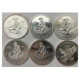 6 1 Troy Oz Fine Silver Rounds.