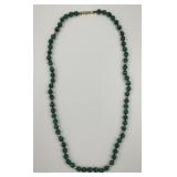 Beautiful Malachite Necklace w/ 14KT Clasp.