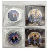 2 2001 1oz Fine Silver 9/11 Commemorative Dollars.