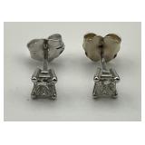 14KT White Gold .33CT Diamond Solitaire Earrings.