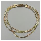 14KT Yellow, Rose, and White Gold Bracelet.