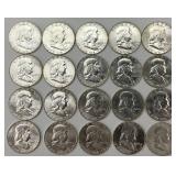 20 90% Silver 1963 Franklin Half Dollars.