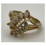 Gold Natural Pearl & Diamond Accent Ring.