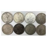 8 90% Silver 1882-1921 Morgan Dollars.