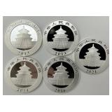 5 1 Troy Oz Fine Silver Chinese Panda Bullion.