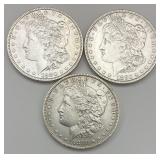 3 90% Silver 1880 Morgan Dollars.