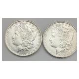 2 90% Silver 1899 Morgan Dollars.