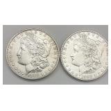 2 90% Silver 1888 Morgan Dollars.