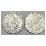 2 90% Silver 1882-O Morgan Dollars.