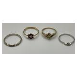 4 10KT-18KT Gold Gemstone Rings.